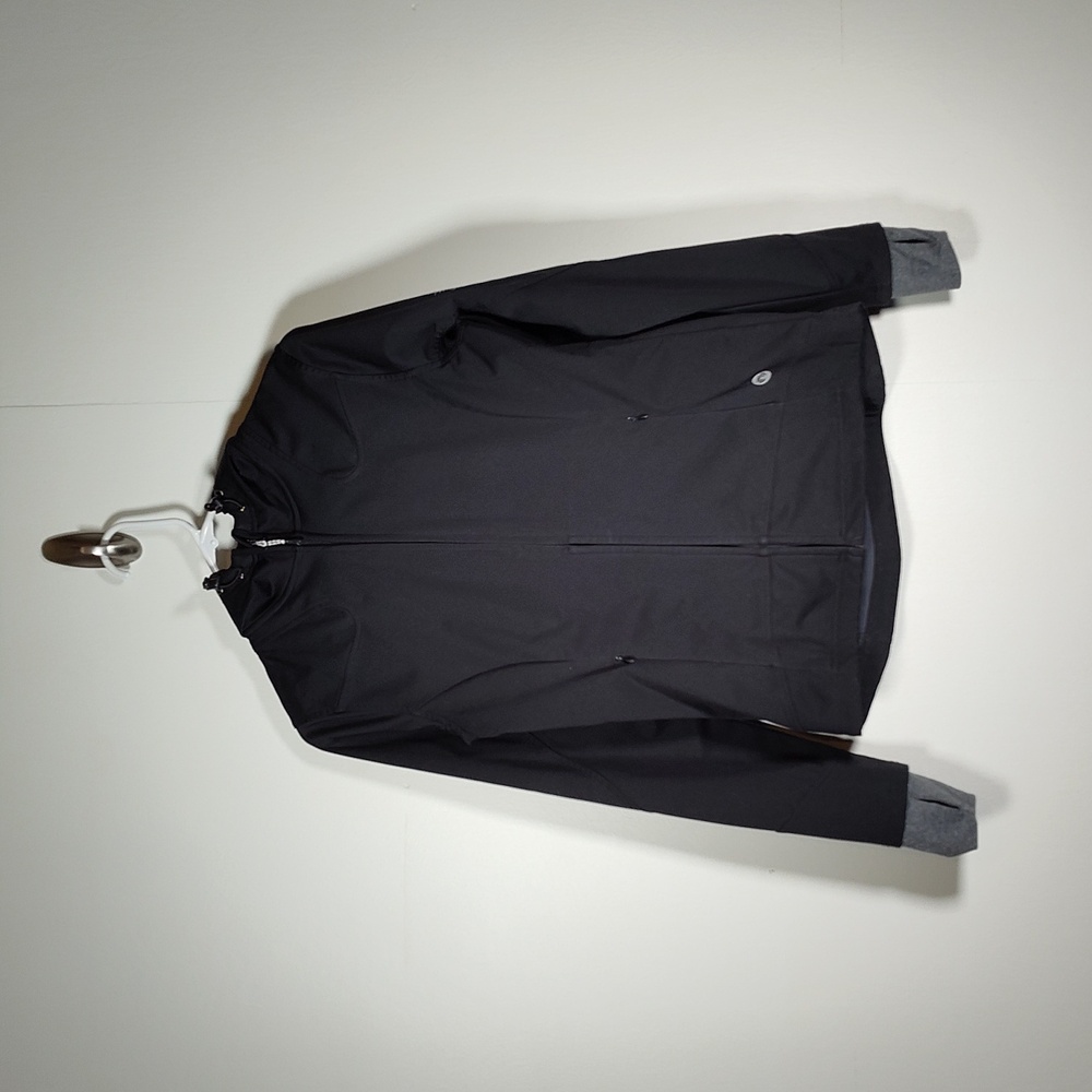 Mondetta black hooded zip up lightweight jacket with thumbholes S